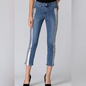 Joseph Ribkoff Silver Accent Jeans Size 12 Waist 17”-19” Inseam 25.5” EUC